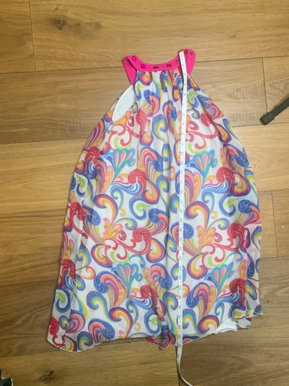 Halter Neck Silk Dress with Gem Design Flowers by Zoe Size M